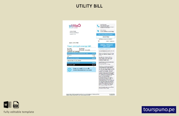 lista para imprimir plantilla de factura de servicios públicos de Utilita Energy